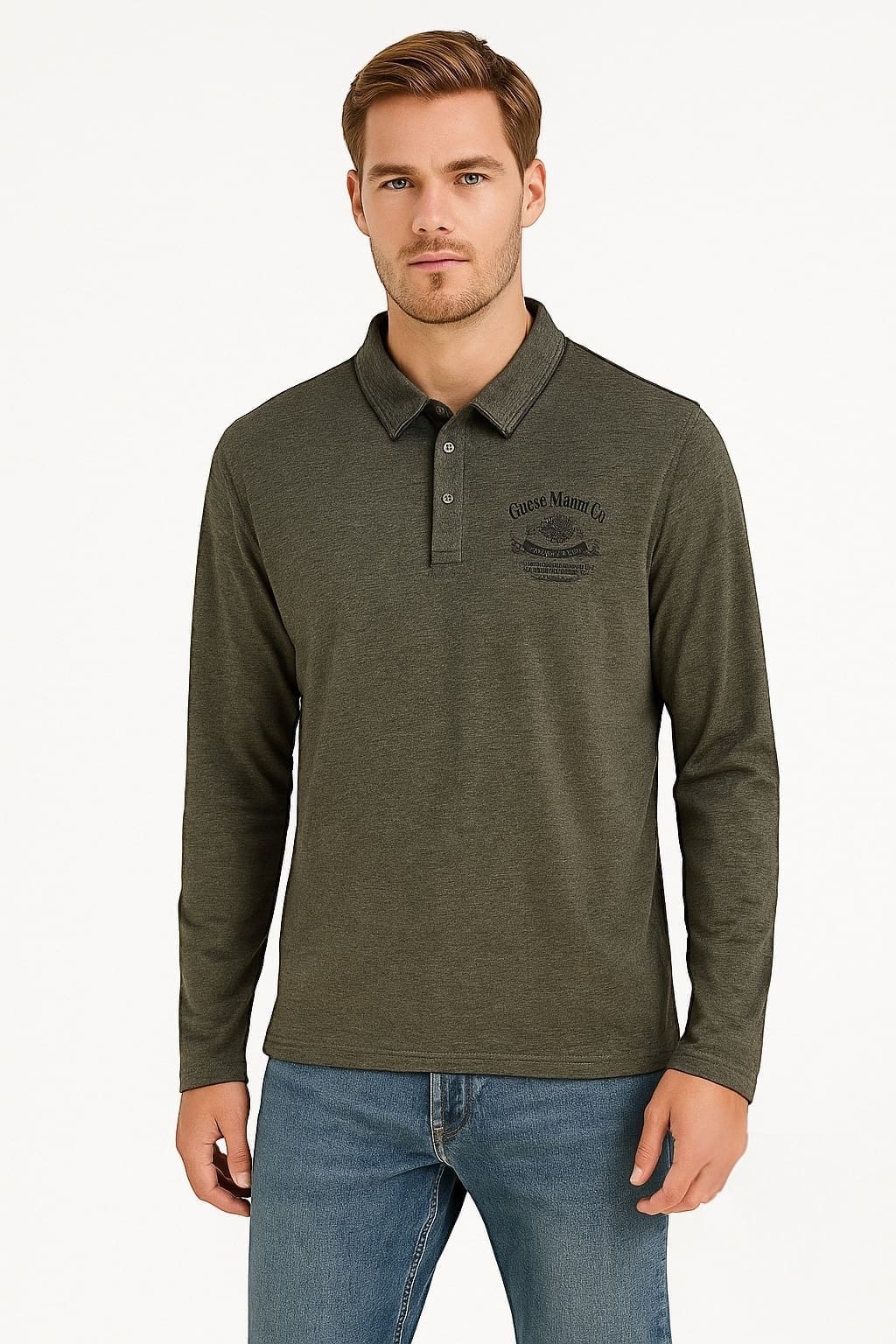 GUESS – Męska Koszulka Polo z Długim Rękawem L — wizualizacja AI