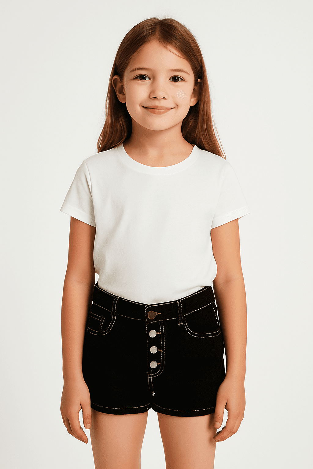 GUESS – Dziecięce Szorty Jeansowe Czarny Denim 8 — wizualizacja AI