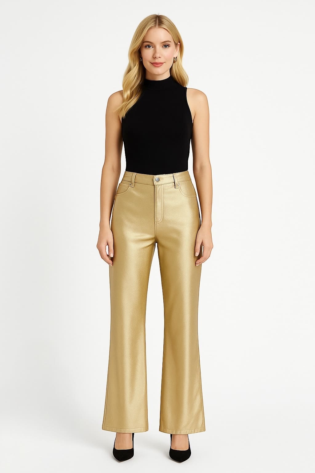 GUESS – Damskie Beżowe Spodnie z Prosta Nogawką XS — wizualizacja AI