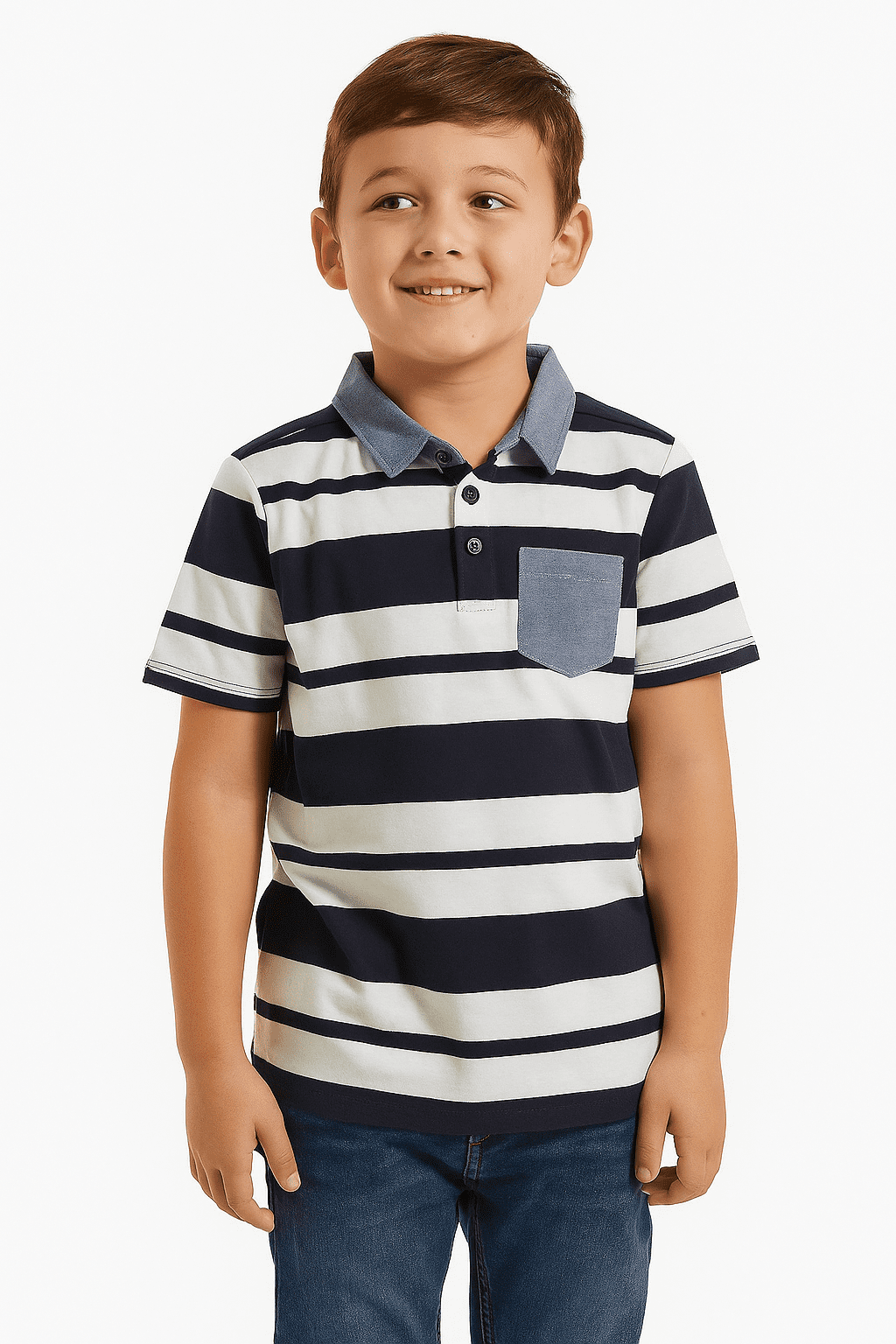GUESS – Dziecięca koszulka polo w paski 8 — wizualizacja AI