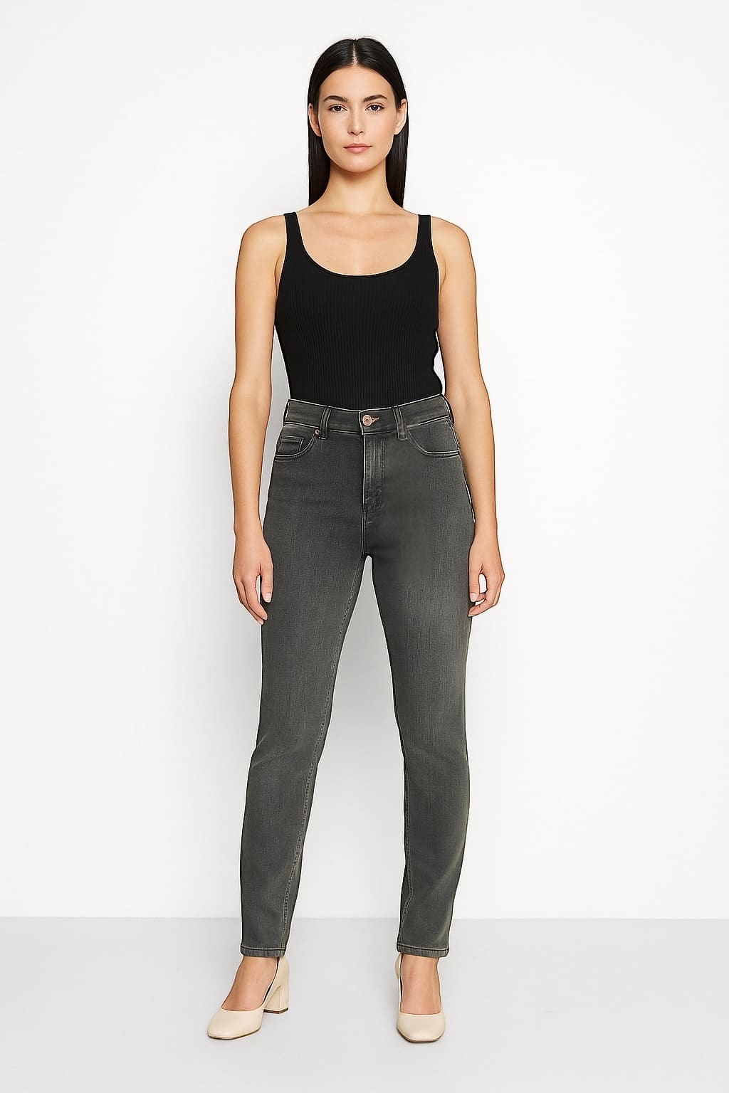 ONLY - Szare jeansy damskie model EcoVero L — wizualizacja AI
