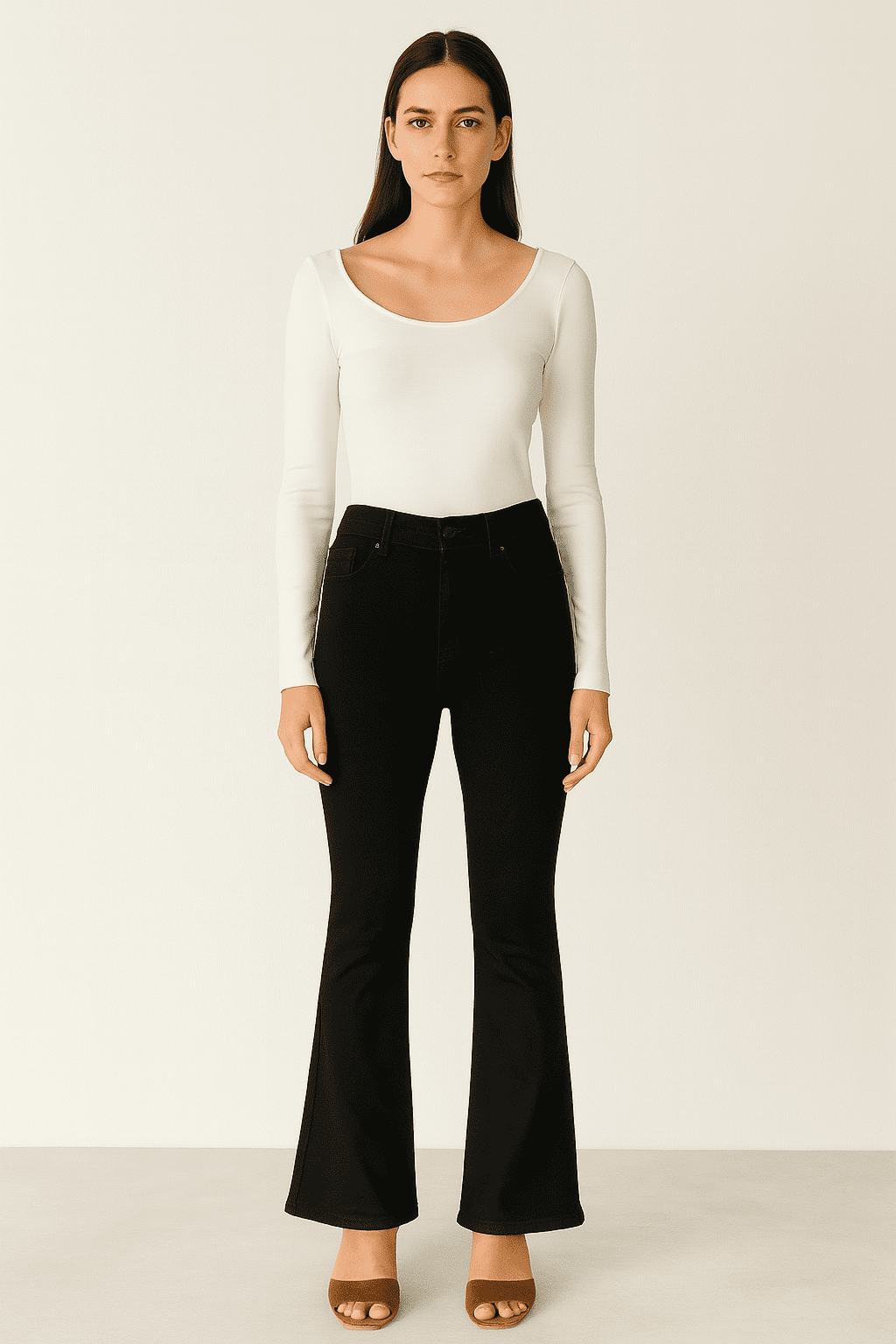 NOISY MAY – czarne jeansy bootcut S — wizualizacja AI